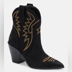 Dolce Vita GINNI Western Black Nubuck Boot NEW MSRP $200